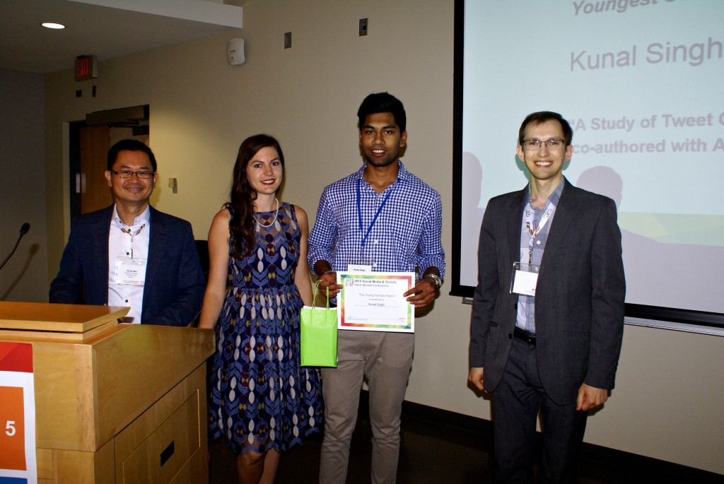 Youngest Scholar Award: Kunal Singh “A Study of Tweet Chats for Breast Cancer Patients” (co-authored with Ajita John)